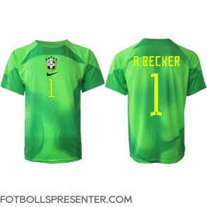 Brasilien Alisson Becker #1 Målvakt Borta Matchtröja VM 2022 Kortärmad